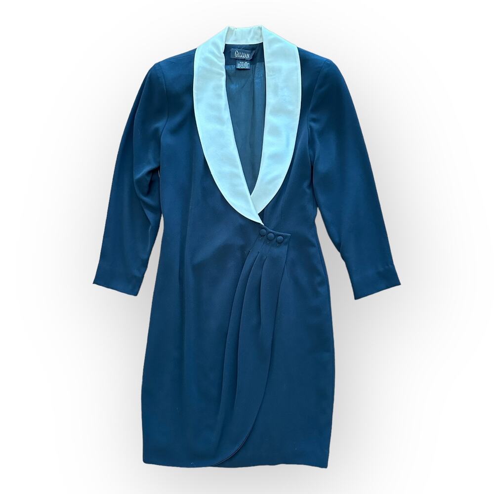 Gillian Vintage 80s Black Blazer Wrap Cocktail Dress Size 10‎